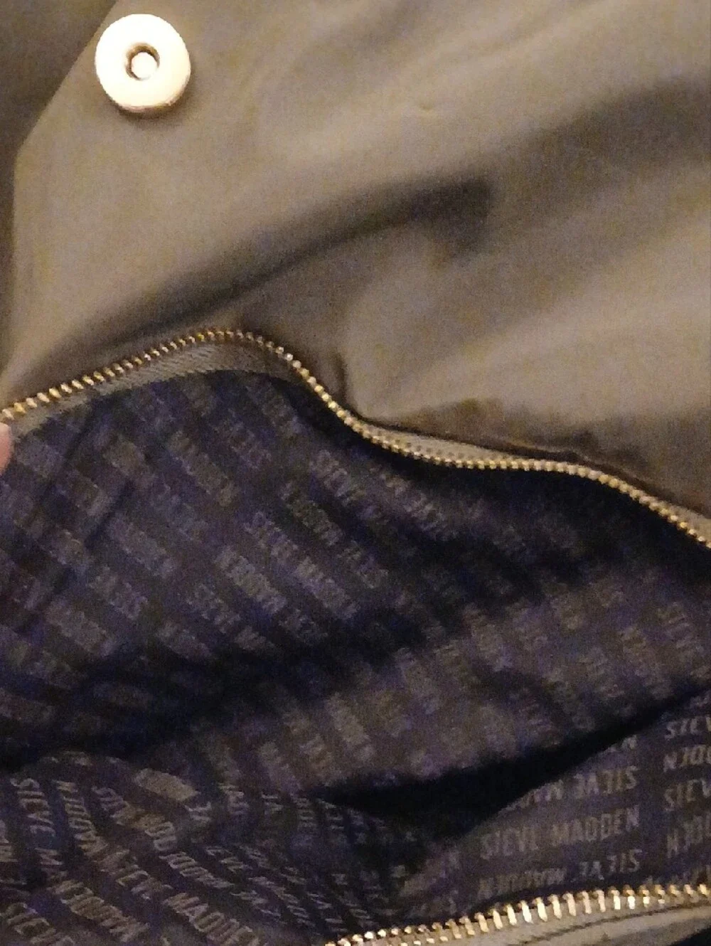 Steve Madden Olive Green Quilted Drawstring Backpack